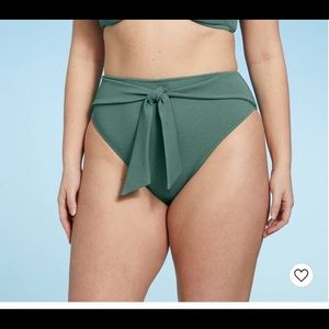 SZ S Target Textured Tie-Front  Bikini Bottom - Shade & Shore™ Cactus Green